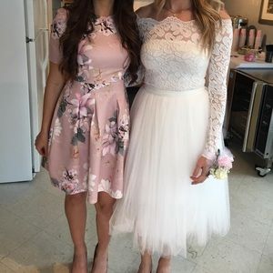 White lace bodycon dress with slip